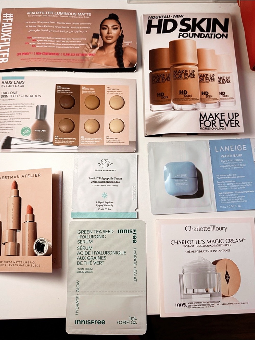 8pc Luxury Skincare & Makeup Sample Bundle - Charlotte Tilbury, Drunk Elephant